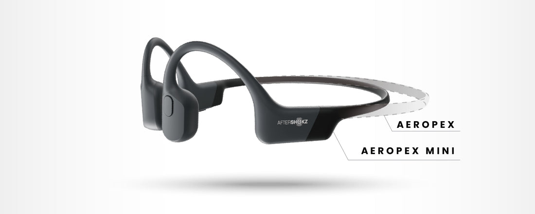 Image showing size difference of Aeropex Mini wireless headphones