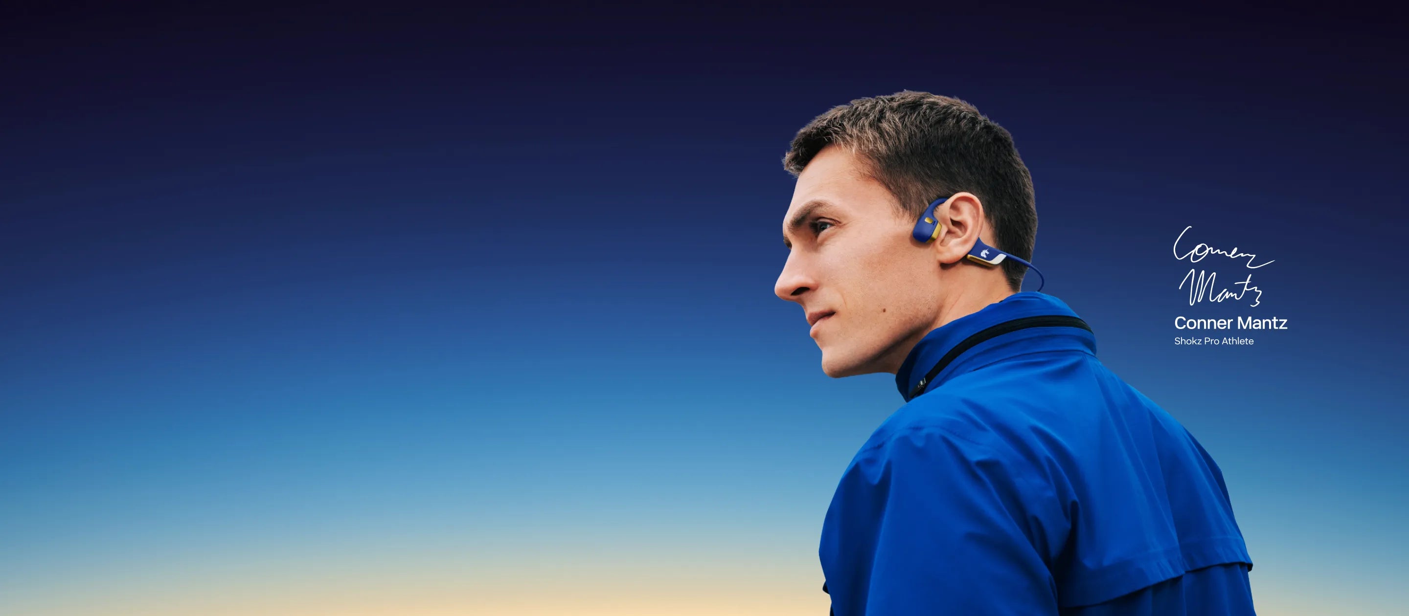 Conner Mantz wearing OpenRun Pro 2
 Boston Marathon Co-branded Edition.