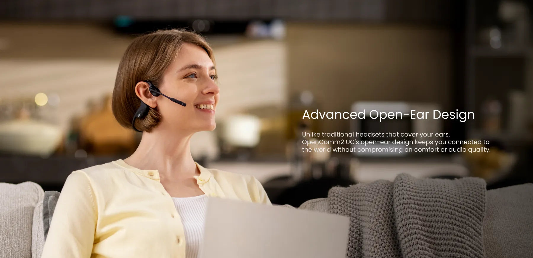 Cuffie Wireless SHOKZ OpenComm UC – A Conduzione Ossea, Con Microfono, Per Ufficio E Call Center, Bluetooth, Nere