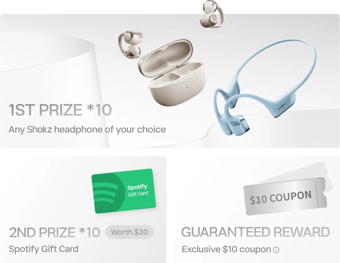 Shokz Boxing Day Giveaway – Free Headphones (10 winners), Spotify Cards (30 winners) & Shokz Coupons (no-limited)