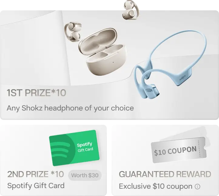 Shokz Boxing Day Giveaway – Free Headphones (10 winners), Spotify Cards (30 winners) & Shokz Coupons (no-limited)