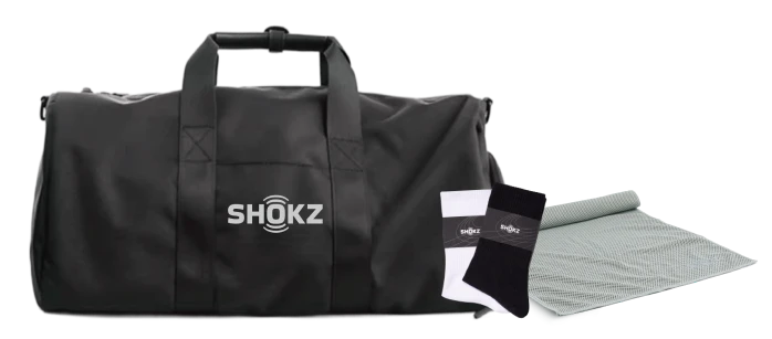 Shokz training kit with gym bag and accessories